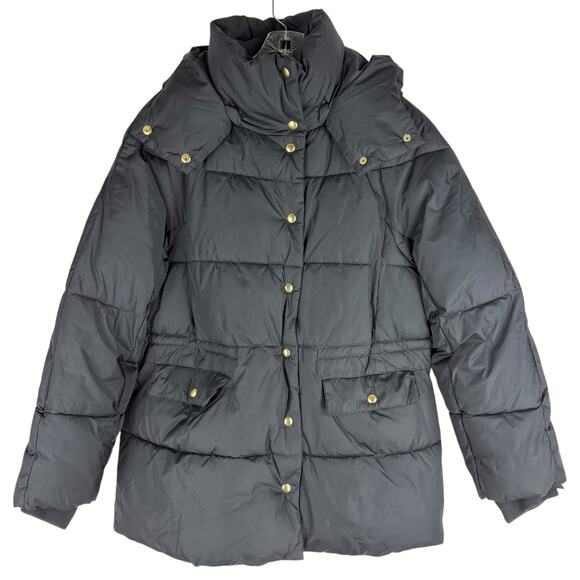 J. Crew New Chateau Puffer Coat Water Resistant Black Size M